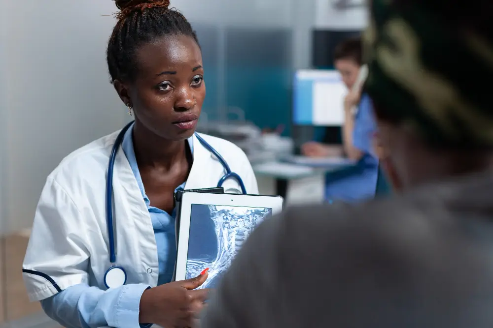 Photo of a senior woman with medical problems, highlighting the expertise of healthcare professionals in her care.

